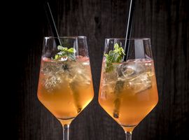 Zwei Aperitifs mit Minze dekoriert